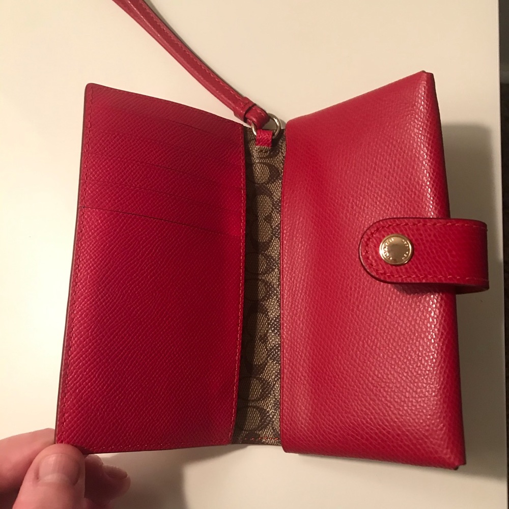 Coach Phone Clutch True Red - Picture 2 of 3
